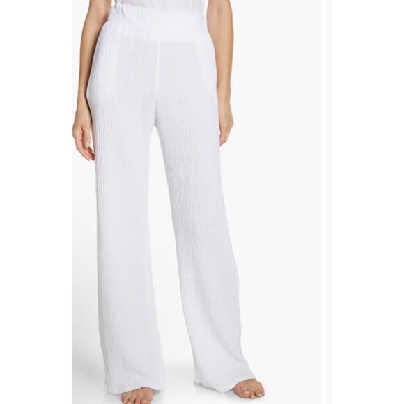 Sol Los Angeles Cotton Crepe Wide Leg Pants White XS - Picture 1 of 13